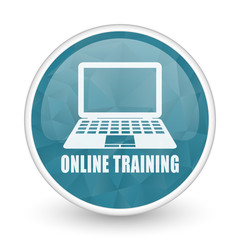 Fototapete - Online training brillant crystal design round blue web icon.