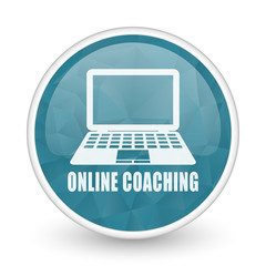 Fototapete - Online coaching brillant crystal design round blue web icon.