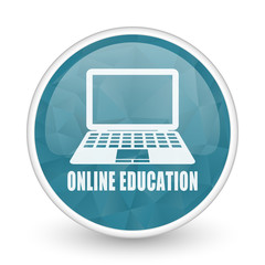 Fototapete - Online education brillant crystal design round blue web icon.