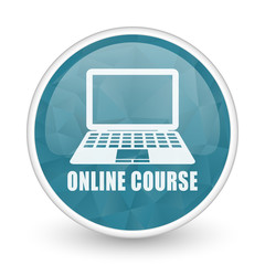 Fototapete - Online course brillant crystal design round blue web icon.