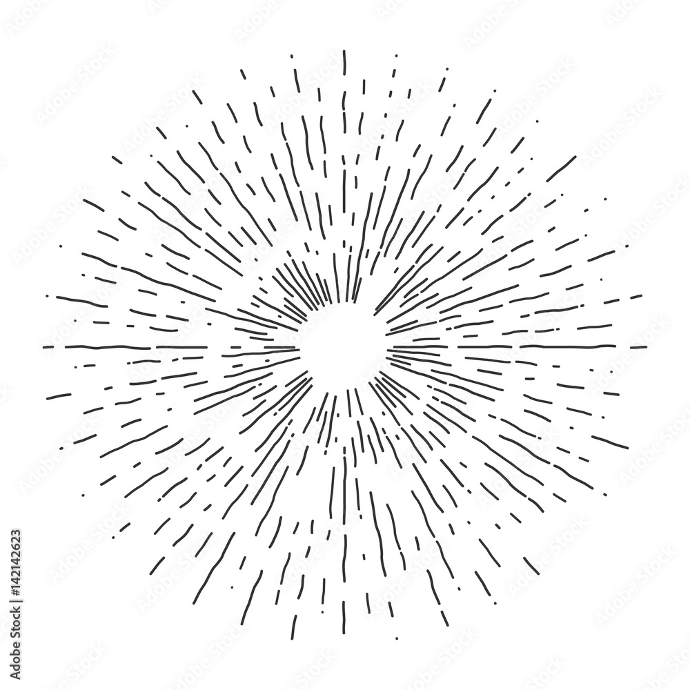 Sun Rays Label Vector de Stock Retro sun bursts, Vintage radiant sun rays shape for ...
