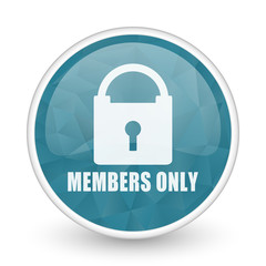 Poster - Members only brillant crystal design round blue web icon.