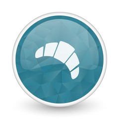 Poster - Croissant brillant crystal design round blue web icon.