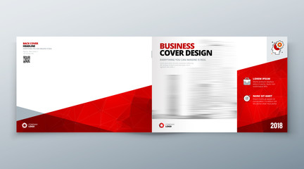Wall Mural - landscape brochure design. red corporate business template for brochure report catalog magazine book