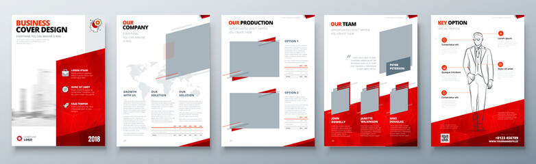 Wall Mural - brochure design. red corporate business template for brochure, report, catalog, magazine, book, book