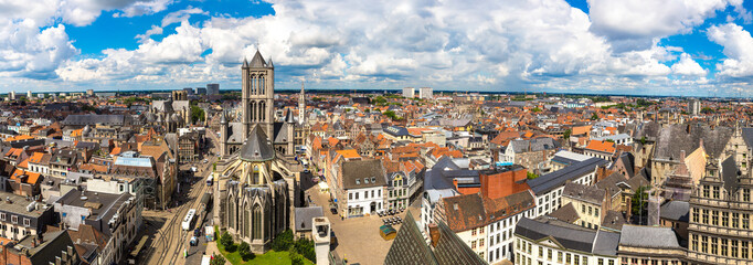 Fototapete - Panoramic view of Gent