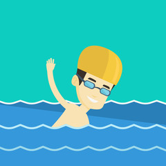 Canvas Print - Man swimming vector illustration.