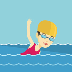 Sticker - Woman swimming vector illustration.