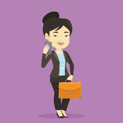 Wall Mural - Business woman making selfie vector illustration.