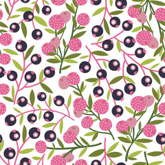 Aufkleber - Seamless vector background with berries