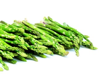 Canvas Print - green raw asparagus isolated on white background