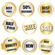 © topfriday - Set of sale, buy now, new, half price banner in gold and silver color.