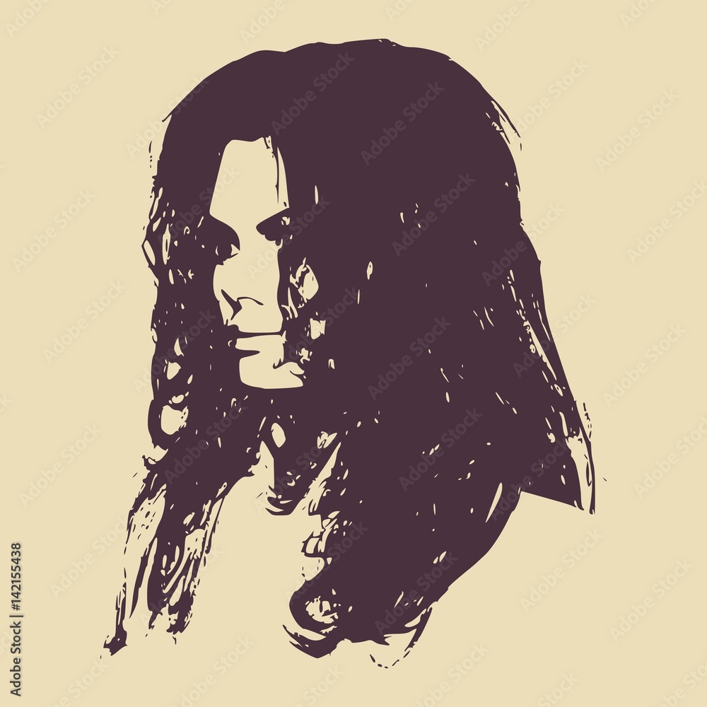 Face half turn view. Elegant silhouette of a female head. Vector ...