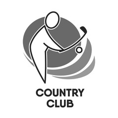 Wall Mural - Golf country club logo colorless template on white