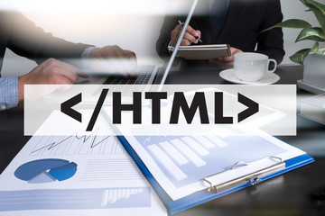 Learn HTML, web development and web design,  Trendy long shadow flat design and HTML word on screen Computer Coding Code Php Programming Coding Cyberspace