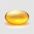 Transparent yellow capsule of drug, vitamin or fish oil macro vector illustration
