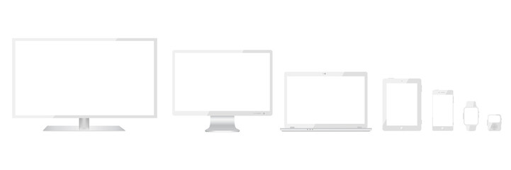 Poster - White communication technology devices - stock vector