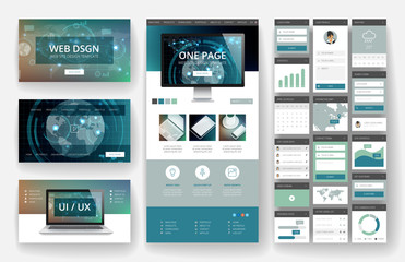 Poster - Website design template and interface elements