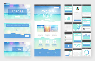 Wall Mural - website design template and interface elements