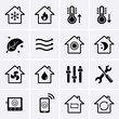  Heating and Cooling Icons. HVAC (heating, ventilating, and air conditioning) technology.