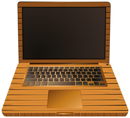 Wall Mural - Laptop computer with wooden case