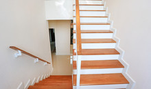 The Modern Wooden Stair Way In Home