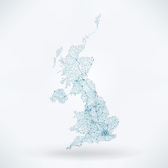 Poster - Abstract Telecommunication Network Map - United Kingdom