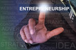 Businessman touching entrepreneurship button on virtual screen