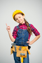 Wall Mural - Little girl in tool belt