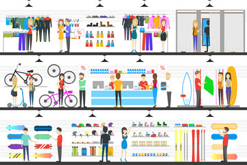 Wall Mural - Interior Store of goods for extreme sports. vector illustration