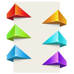 Wall Mural - Abstract color polygonal 3D label wrapped around page vector set.