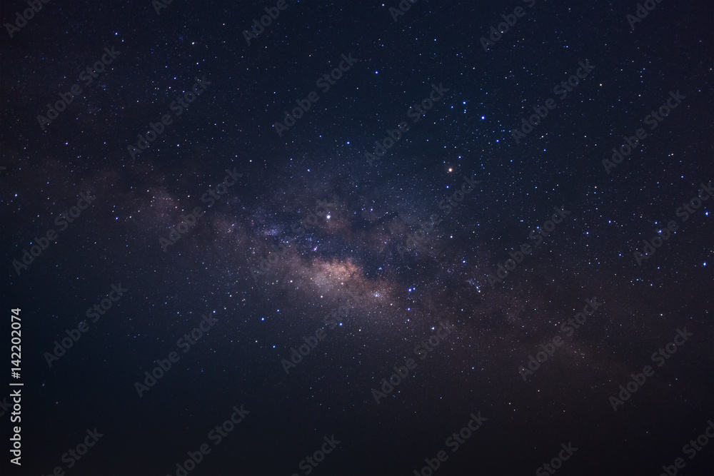 Milky way galaxy.Long exposure photograph.With grain - obrazy, fototapety, plakaty 
