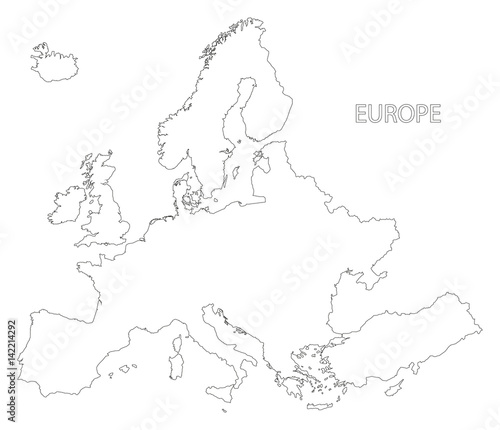 Europe Outline Silhouette Map Illustration In Black And White