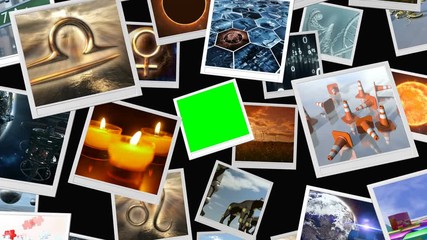animated photo image sheets with green screen. 3d rendering. 4k