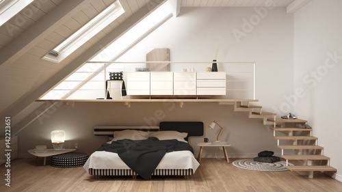 Loft Mezzanine Scandinavian Minimalist Bedroom White