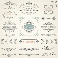Wall Mural - ornate vintage design elements with calligraphy swirls, swashes, ornate motifs and scrolls. frames a