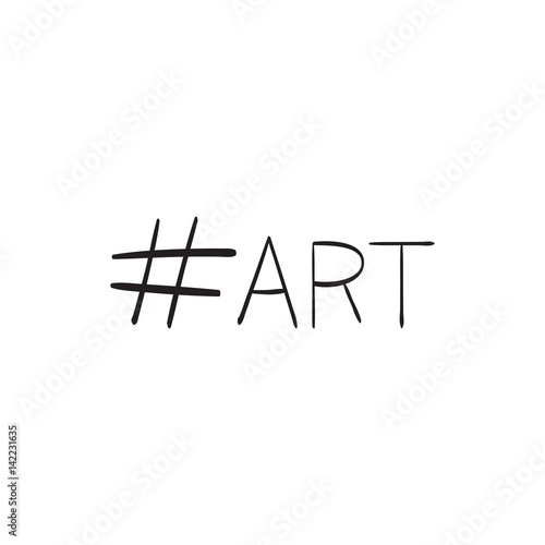 Hand drawn illustration with simple hashtag art text Stock Vector
