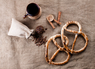 Brown cup with coffee bean