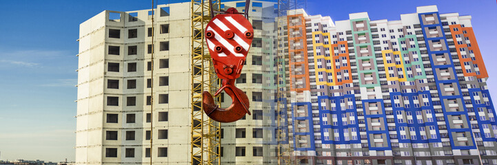 Wall Mural - Panorama of the construction of modern concrete buildings