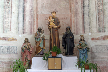 Altar in the parish Church of Saint Anthony of Padua in Bucica, Croatia on July 19, 2016