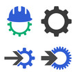 Development Gear icon set. Flat symbol collection. Raster pictograms.