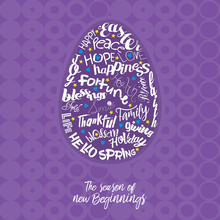 An Abstract Illustration Of A Purple Easter Egg With Typography On A Purple Background