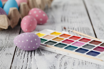 Wall Mural - Pastel colored easter eggs