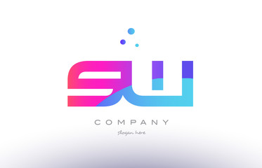 sw s w  creative pink blue modern alphabet letter logo icon template