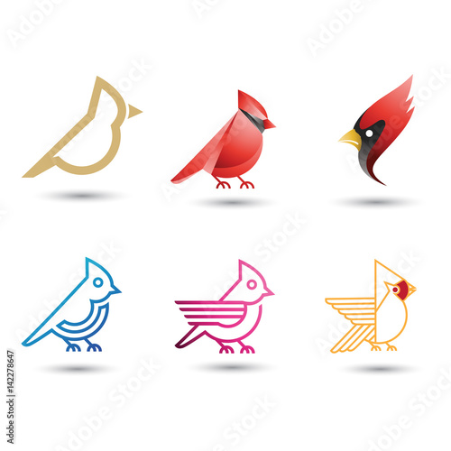 Fotomural Cardinal bird icon collection logo