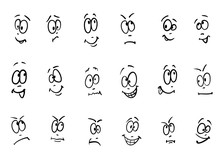 Emotion, Vector Set Of Cartoon Facial Expressions.