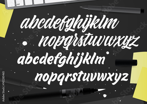 Hand Drawn Abc Set Brush Painted Letters Handwritten Script