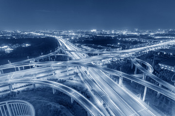 Poster - In the evening, the highway overpass