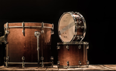 drums, musical percussion instruments on a black background