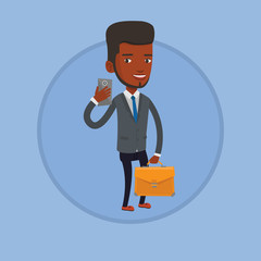 Poster - Businessman making selfie vector illustration.